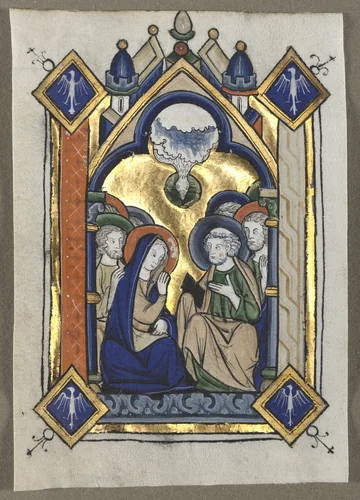 Leaf Excised from a Psalter: The Pentecost by Unknown, manuscript, 1255-1265