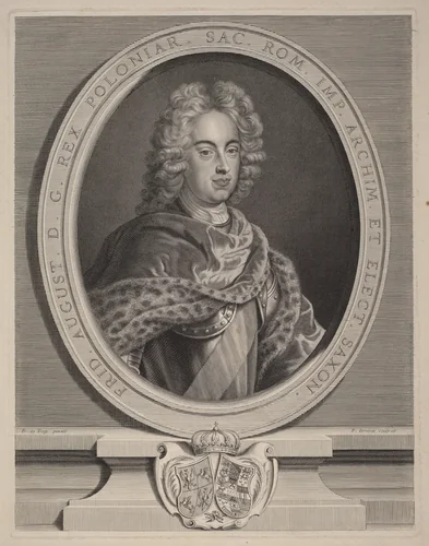Frédéric Auguste III, roi de Pologne by Pierre Drevet; François de Troy, print, 1663-1738