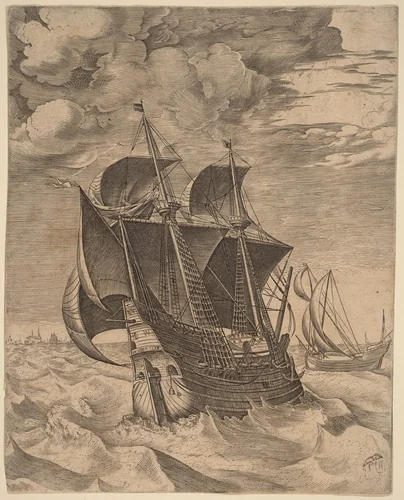 A Dutch Hulk and a Boeier by Frans Huys, print, 1565