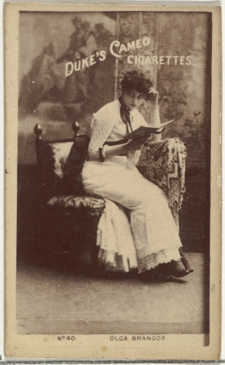 Card Number 40, Olga Brandon, from the Actors and Actresses series (N145-4) issued by Duke Sons & Co. to promote Cameo Cigarettes by W. Duke, Sons & Co., photograph, 1880-1889