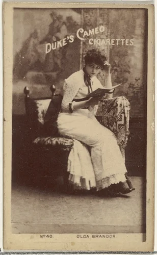 Card Number 40, Olga Brandon, from the Actors and Actresses series (N145-4) issued by Duke Sons & Co. to promote Cameo Cigarettes by W. Duke, Sons & Co., photograph, 1880-1889
