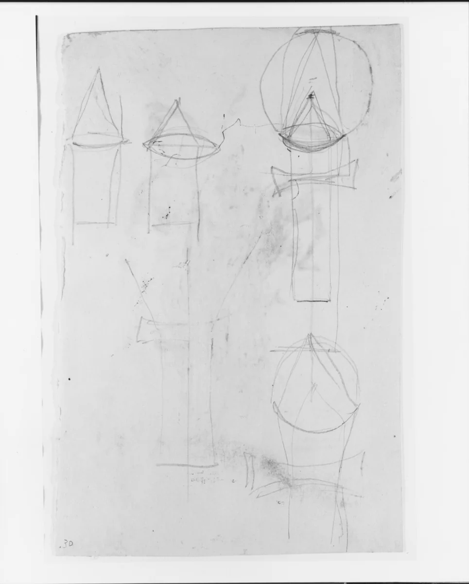 Architectual (?) Sketches (from Sketchbook) by James McNeill Whistler, artwork, 1854-1855