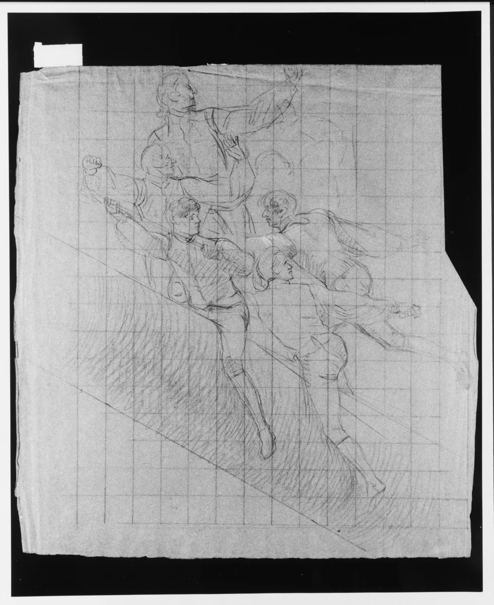 Study for "The Siege of Gibraltar": Figures Astride Spar by John Singleton Copley, artwork, 1785-1786