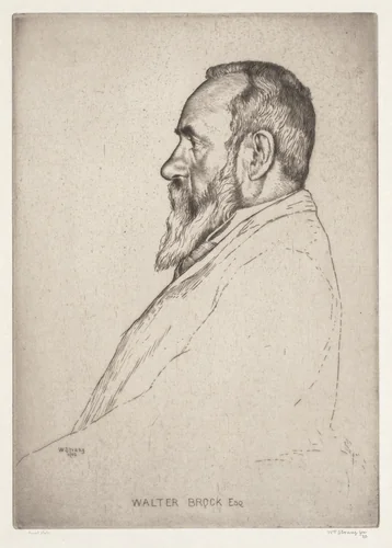 Portrait of Walter Brock by William Strang, print, 1902