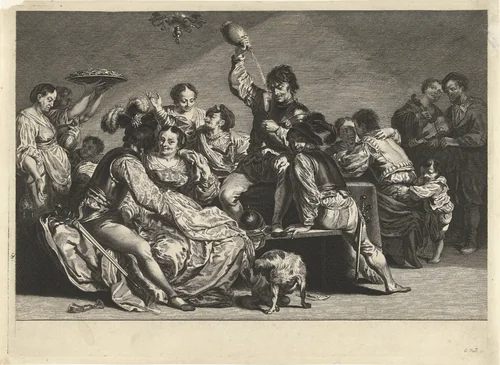 Bordeel by Jeremias Falck, print, 1655-1677
