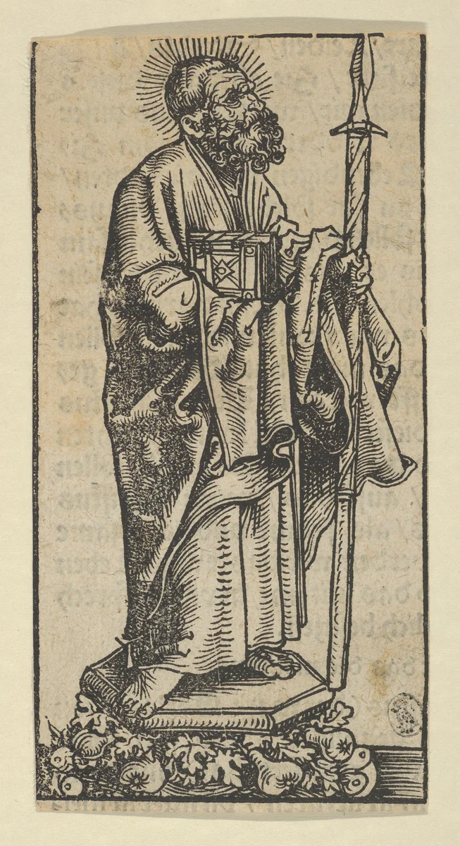 Silver Statuette of St. Thomas, from the "Wittenberg Reliquaries" by Lucas Cranach, print, 1472-1553
