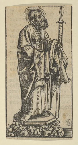 Silver Statuette of St. Thomas, from the "Wittenberg Reliquaries" by Lucas Cranach, print, 1472-1553