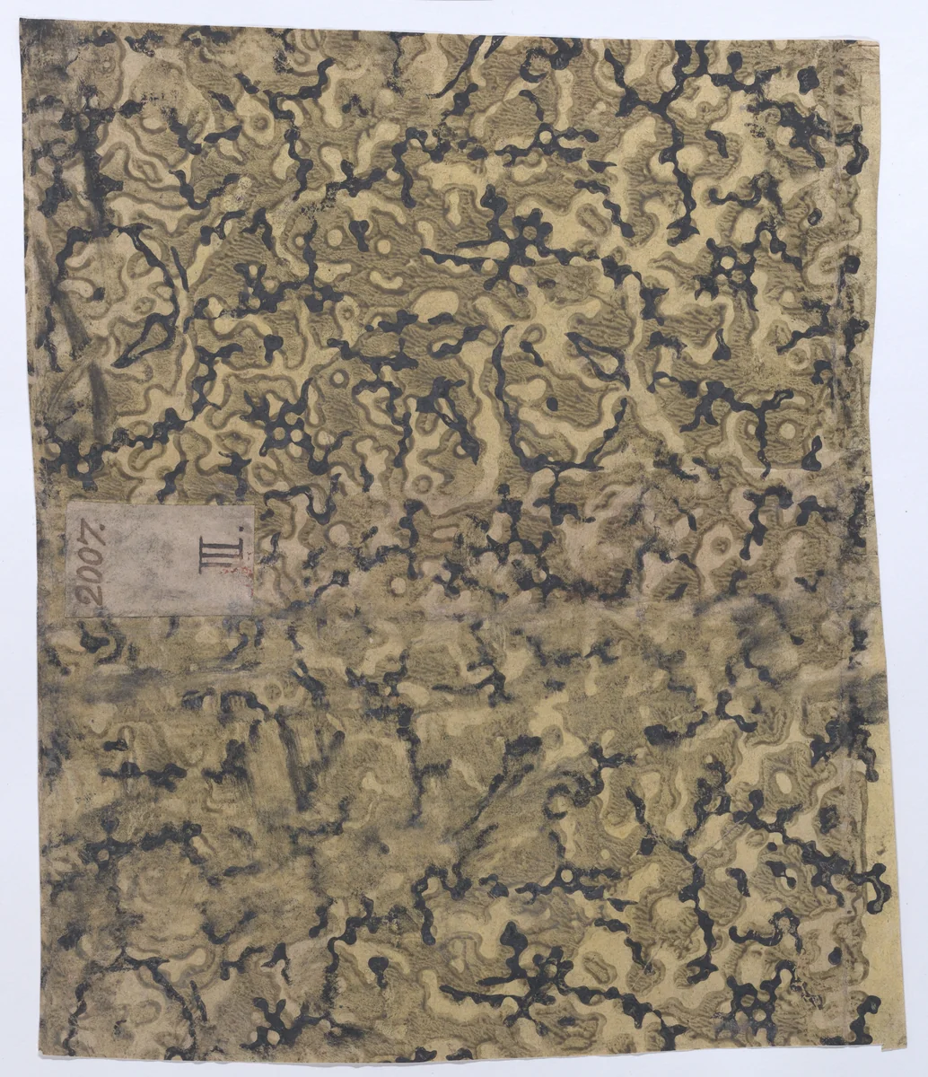 Book cover with marbled pattern by anonymous, print, 1800-1900