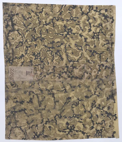 Book cover with marbled pattern by anonymous, print, 1800-1900