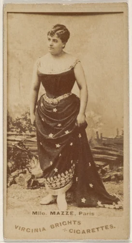 Mlle. Mazze, Paris, from the Actors and Actresses series (N45, Type 1) for Virginia Brights Cigarettes by Allen & Ginter, photograph, 1885-1891