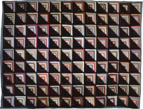 Bedcover (Log Cabin Quilt) by La Salle County, textile, 1885-1889