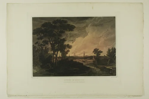Burning of Savannah, plate four of the second number of Picturesque Views of American Scenery by Joshua Shaw, print, 1819-1821