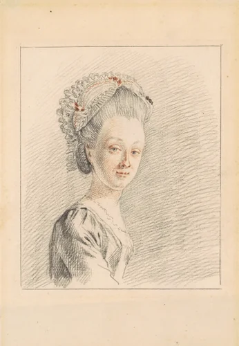 A Lady Wearing a Dormeuse Cap by Nicolaas Muys, drawing, 1765-1775