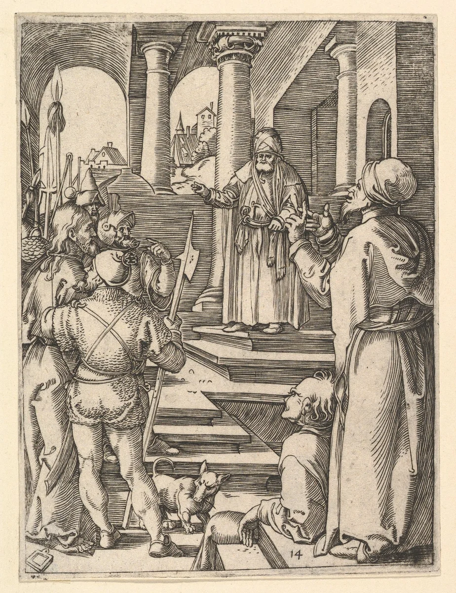 Christ presented to Pilate by henchmen, from "The Passion of Christ", after Dürer by Marcantonio Raimondi, print, 1495-1539