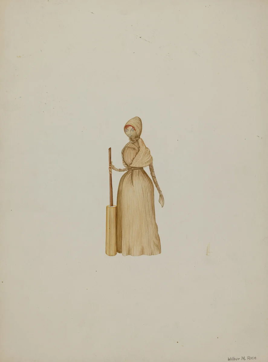 Corn Husk Doll by Wilbur M Rice, index of american design, 1941