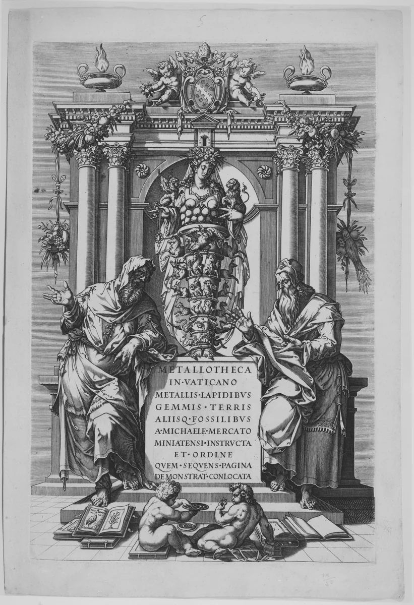 Tomb and Medals of Pope Sixtus V by Matthaeus Greuter, print, 1630
