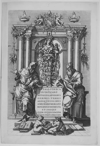 Tomb and Medals of Pope Sixtus V by Matthaeus Greuter, print, 1630