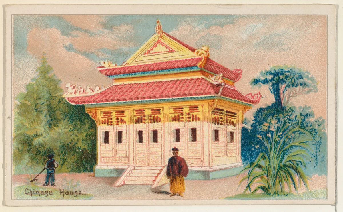 Chinese Residence, from the Habitations of Man series (N113) issued by W. Duke, Sons & Co. to promote Honest Long Cut Smoking and Chewing Tobacco by The Giles Company, print, 1890
