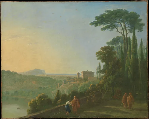 Lake Nemi and Genzano from the Terrace of the Capuchin Monastery by Richard Wilson, painting, 1756-1757