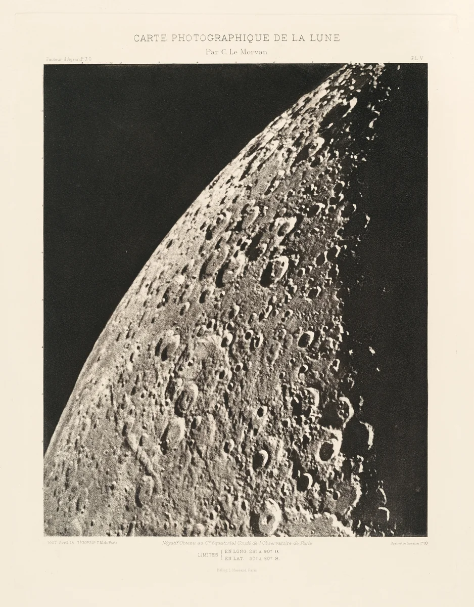 Carte photographique de la lune, planche V (Photographic Chart of the Moon, plate V) by Charles Le Morvan, photograph, 1907