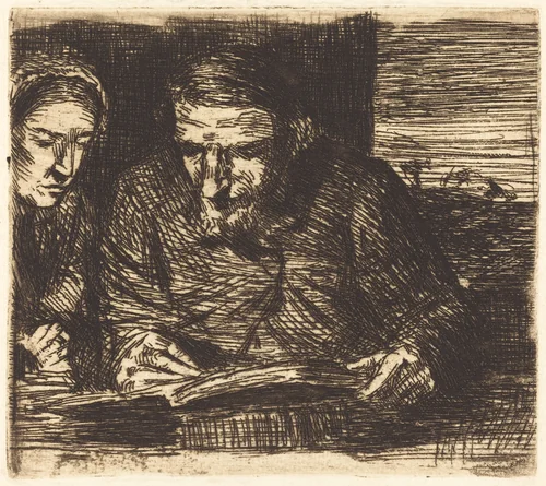 Account Book (Le livre de comptes) by Alphonse Legros, print, 1837-1911