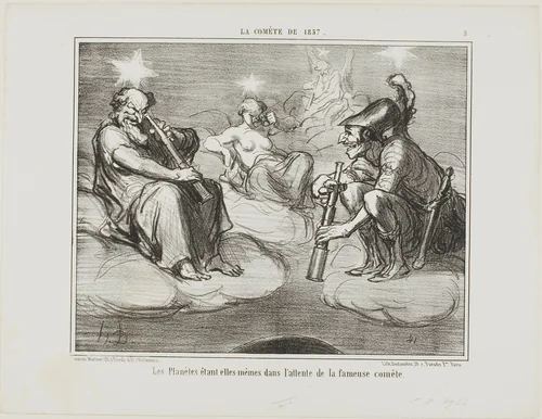 Even the Planets are Watching with Interest the Arrival of the Famous Comet, plate 9 from La Cométe De 1857 by Honoré-Victorin Daumier, print, 1857