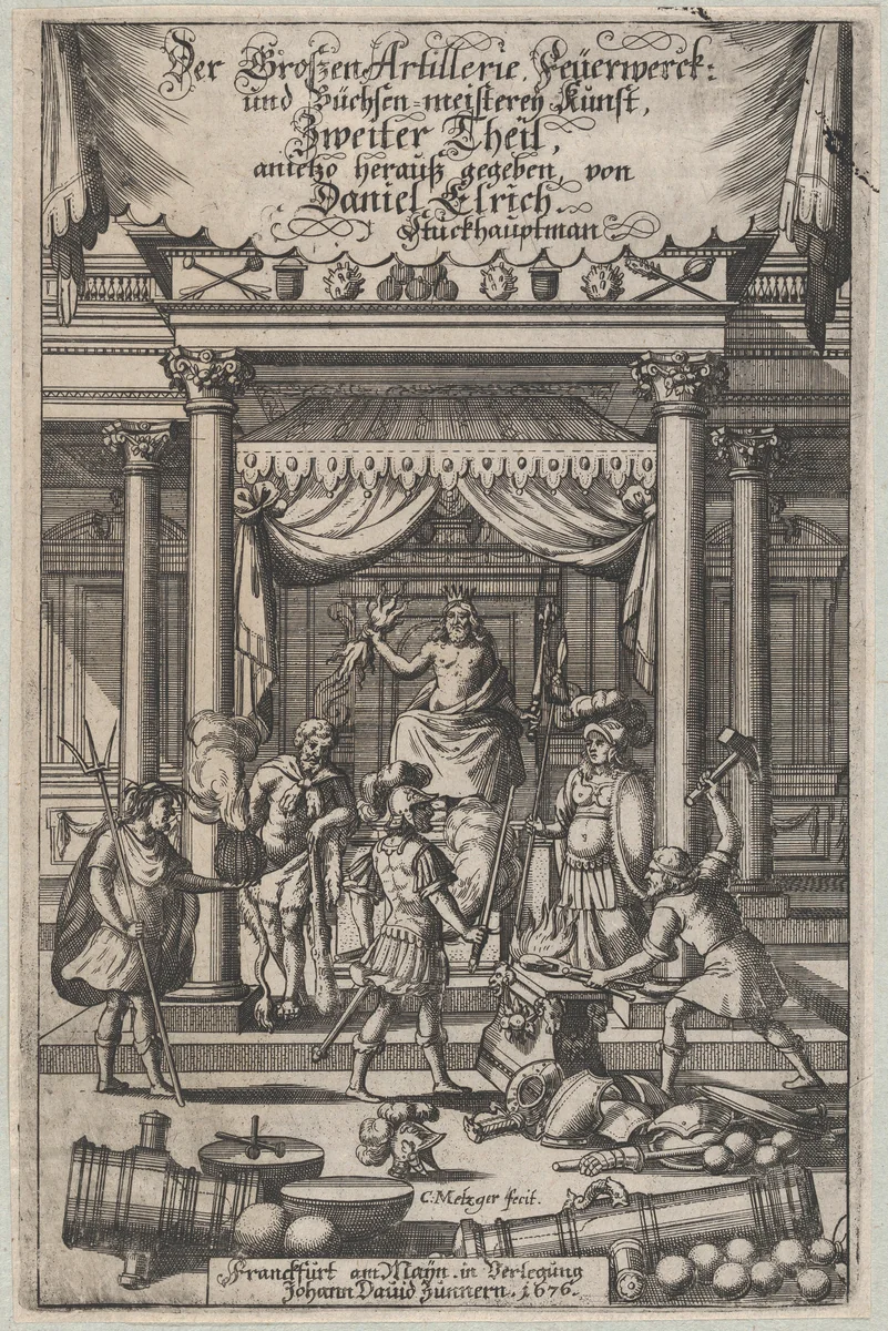 Title page, 'Der Grossen Artillerie Feuerwerck ...' by Christoph Metzger, print, 1676