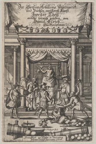Title page, 'Der Grossen Artillerie Feuerwerck ...' by Christoph Metzger, print, 1676