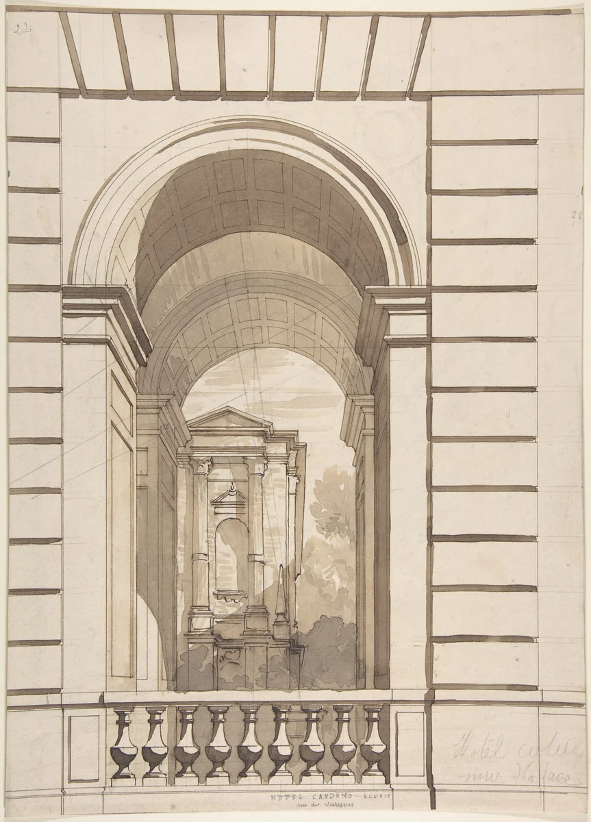 Design for Stable Arches, Hôtel Candamo by Jules-Edmond-Charles Lachaise, drawing, 1868-1878