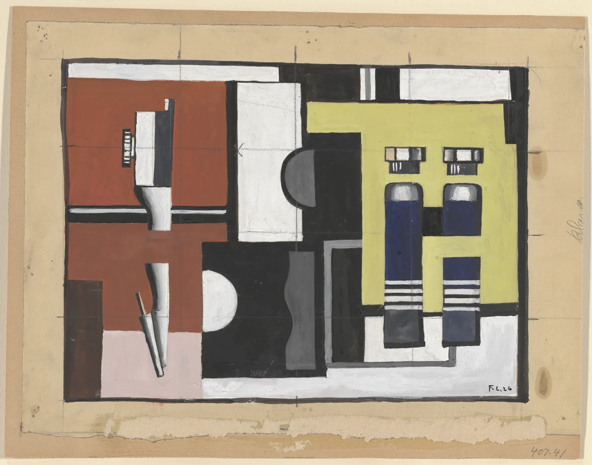 Compass and Paint Tubes by Fernand Léger, drawing, 1926