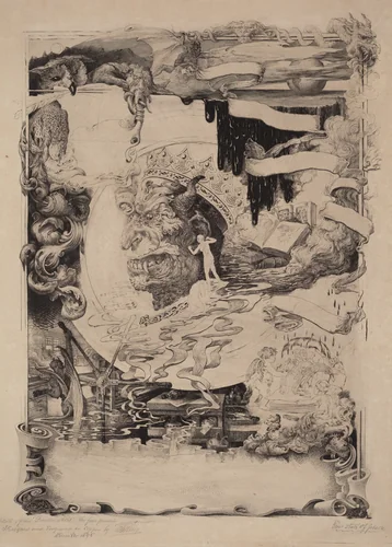 The Bookplate of the Printer's Devil by Francis Scott King, print, 1895