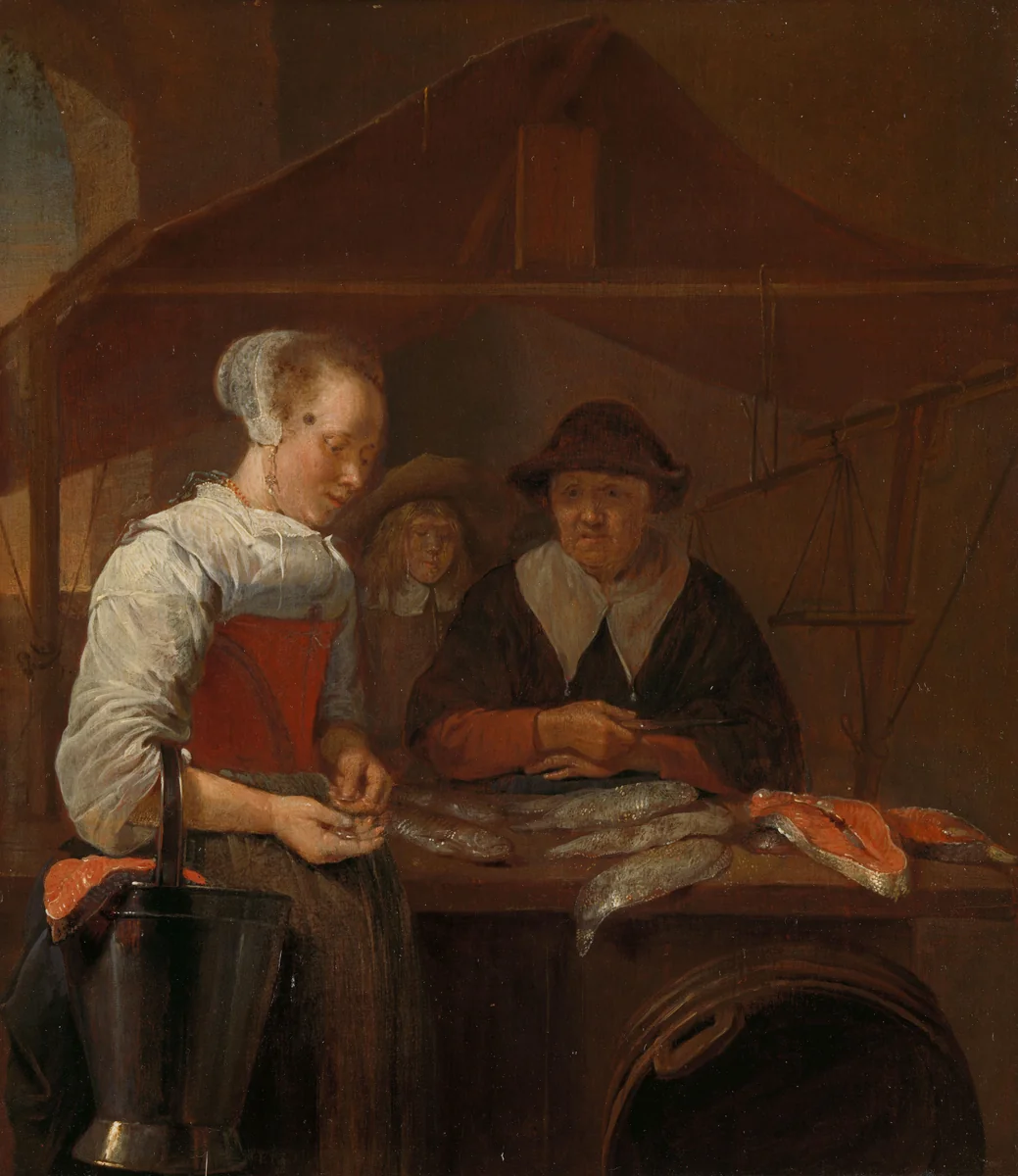 The fishwife by Quiringh Gerritsz. van Brekelenkam, painting, 1650-1670