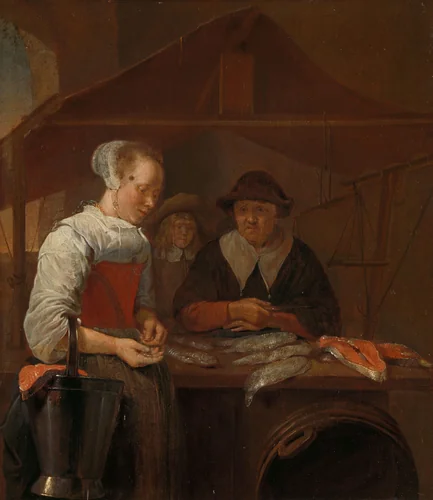 The fishwife by Quiringh Gerritsz. van Brekelenkam, painting, 1650-1670