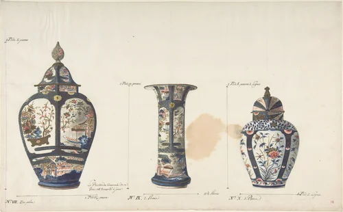 Design for Three Vases by anonymous, drawing, 1765-1790