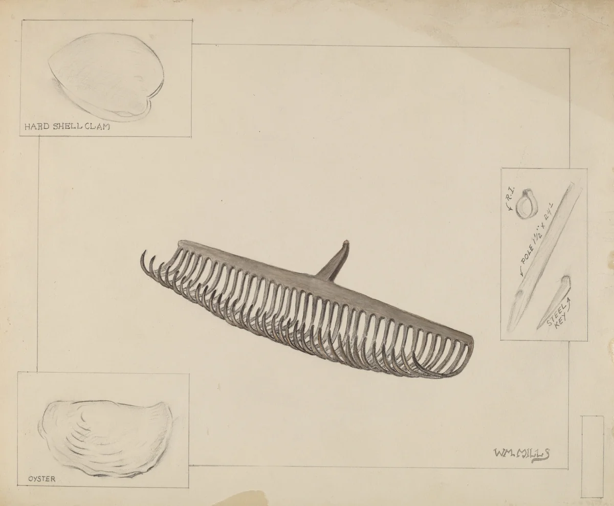 Clam Rake by William Mills, index of american design, 1936