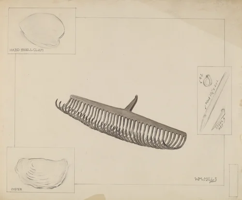 Clam Rake by William Mills, index of american design, 1936