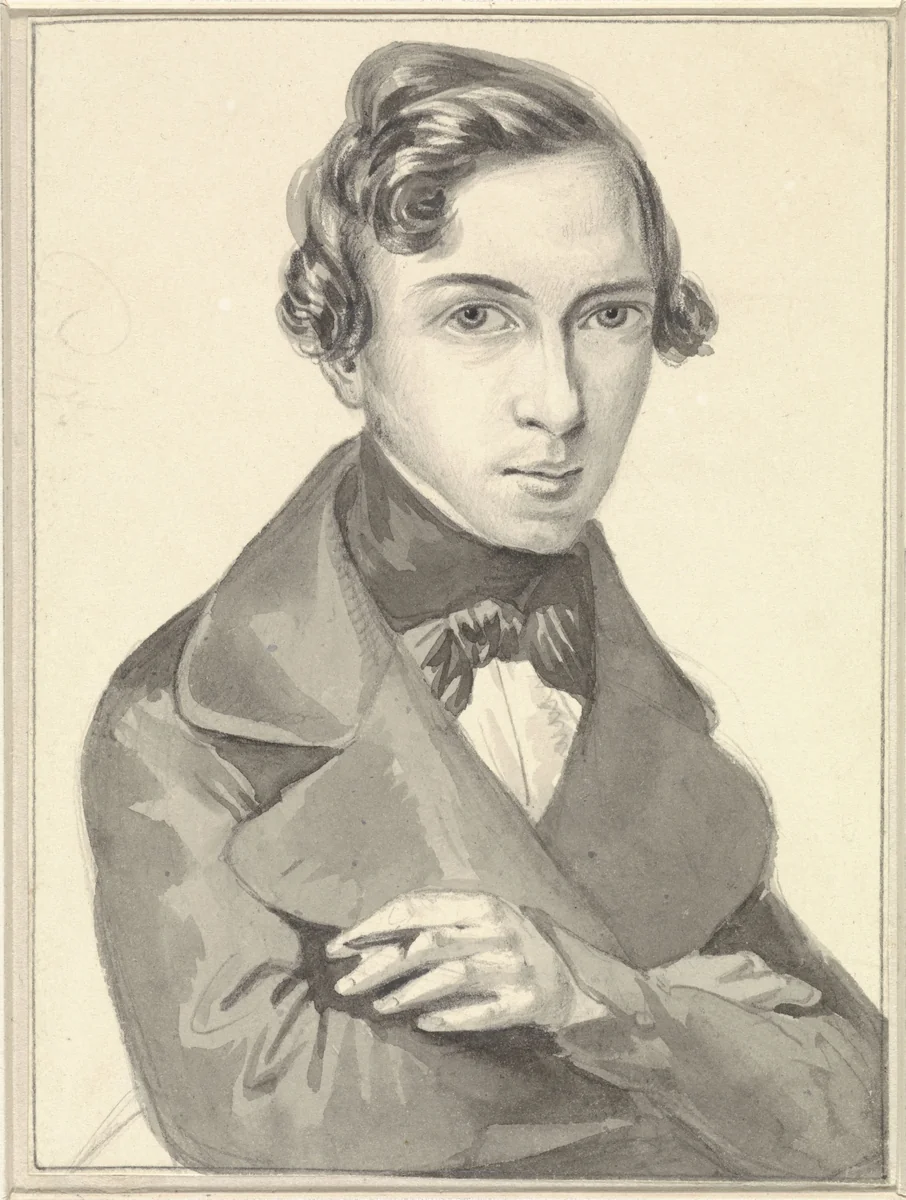 Zelfportret van Pieter Alardus Haaxman by Pieter Alardus Haaxman, drawing, 1834-1887
