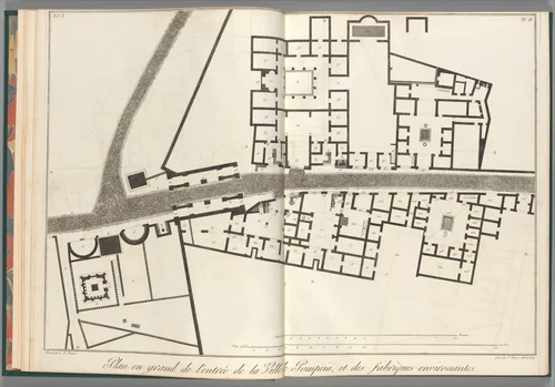 Large plan of the entrance of the town of Pompeii, and its surrounding buildings, from "Antiquités de Pompeïa, tome premier, Antiquités de la Grande Grèce..." (Antiquities of Pompeii, volume one, Antiquities of Great Greece...), volume 1, plate 2 by Francesco Piranesi, print, 1804