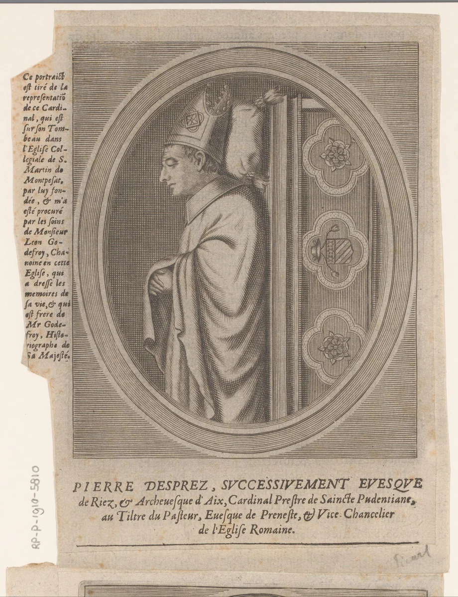 Portret van Pierre Desprez by Etienne Picart, print, 1660