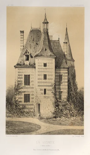 Architecture Pittoresque ou Monuments des XVeme. Et XVIeme. Siecles: Chateaux de France des XV et XVI Siecles: Pl. 75, La Vicomté (Saône et Loire) by Victor Petit, print, 1860