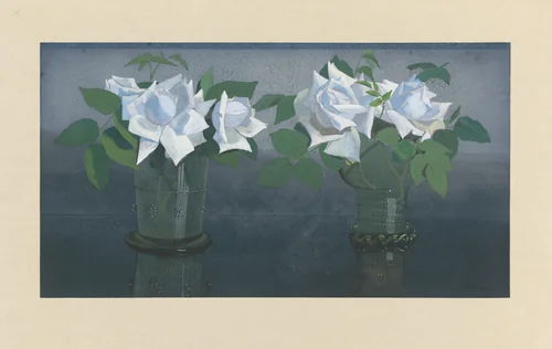 La France-rozen in twee glazen by Jan Voerman, drawing, 1867-1919