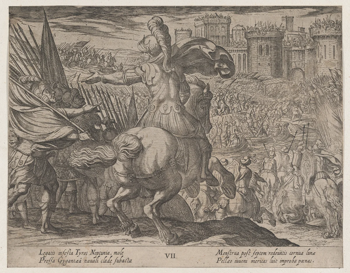 Plate 7: Alexander Attacking Tyre from the Sea, from "The Deeds of Alexander the Great" by Antonio Tempesta, print, 1608