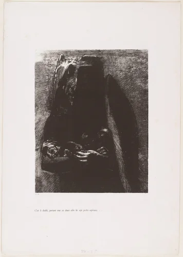 It Is the Devil, Bearing beneath His Two Wings the Seven Deadly Sins (C'est le diable, portant sous ses deux ailes les sept péchés capitaux) from The Temptation of Saint Anthony (La Tentation de Saint-Antoine) by Odilon Redon, print, 1888
