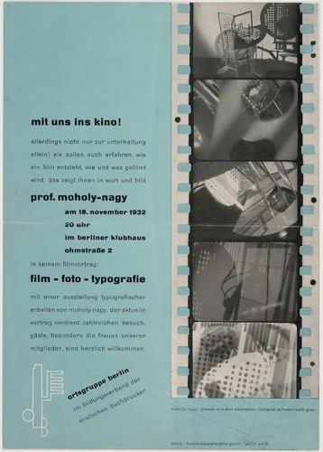 Ortsgruppe Berlin, Prof. Moholy-Nagy, Film-Foto-Typographie by László Moholy-Nagy, design, 1932
