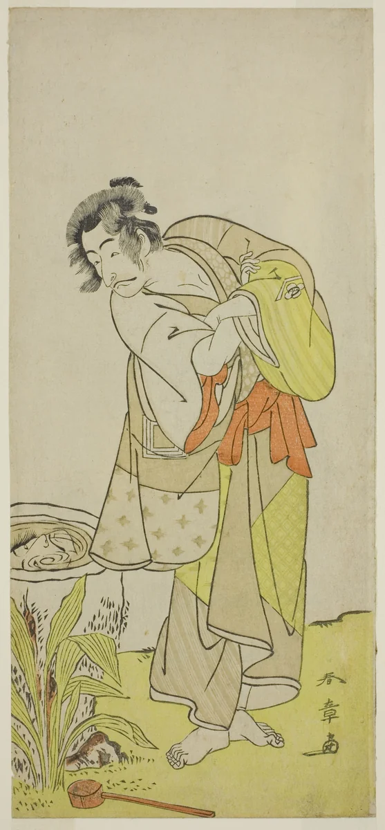 The Actor Ichikawa Danjuro V as Soga no Dozaburo (?) in the Play Shida Yuzuriha Horai Soga (?), Performed at the Morita Theater (?) in the First Month, 1775 (?) by Katsukawa Shunsho (勝川 春章), print, 1770-1780
