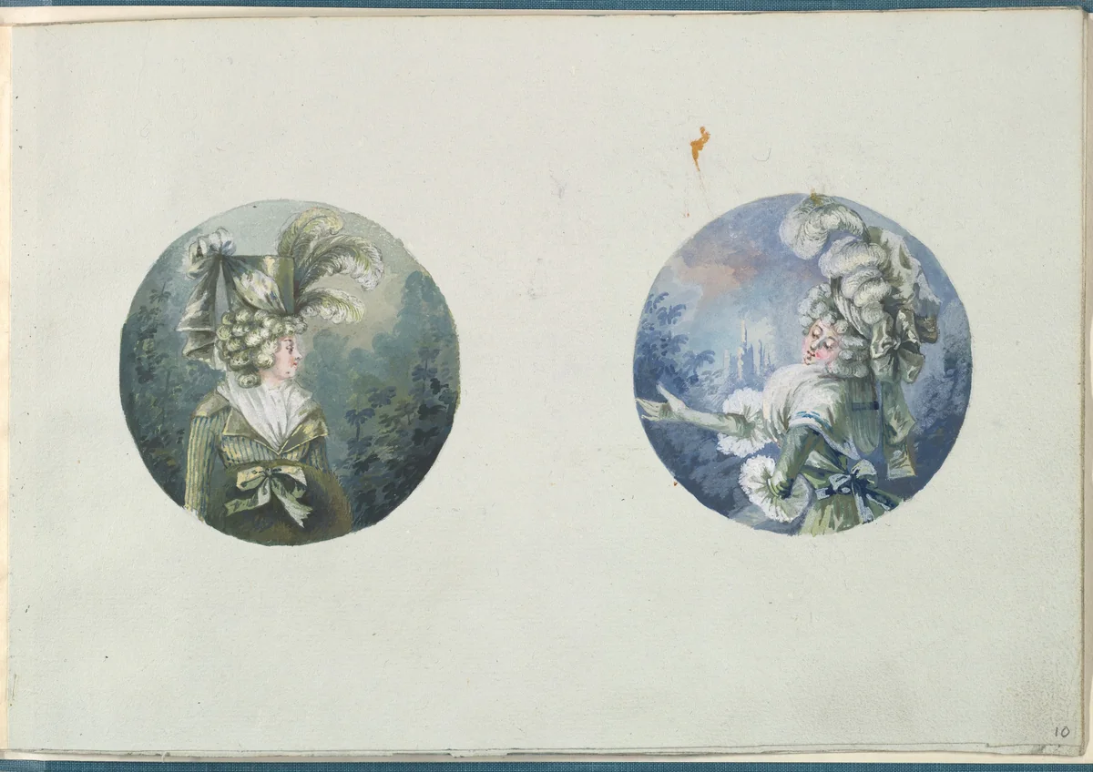 Two Costume Designs or Portrait Types by anonymous, other, 1785-1790