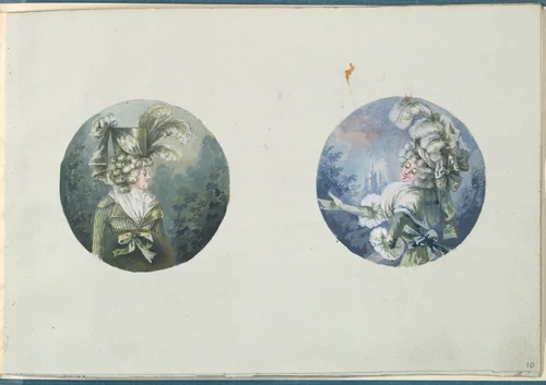 Two Costume Designs or Portrait Types by anonymous, other, 1785-1790