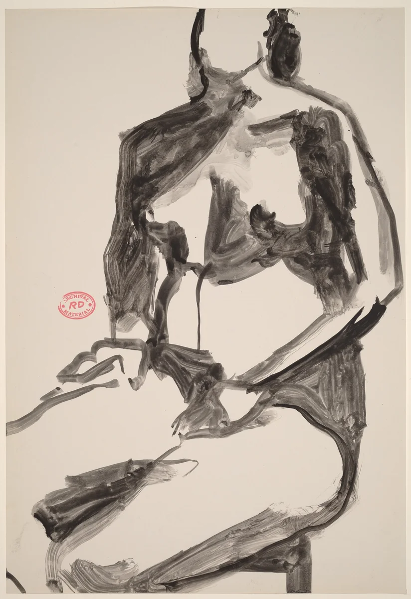 Untitled [seated female nude with hands in her lap] by Richard Diebenkorn, drawing, 1955-1967