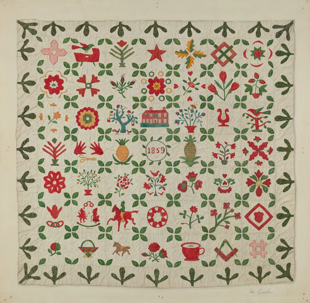 Applique Quilt by Margaret Concha, index of american design, 1938