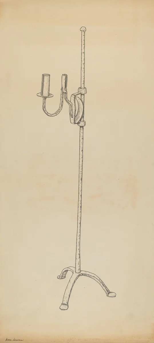 Rush and Candle Stand by Irene Lawson, index of american design, 1939
